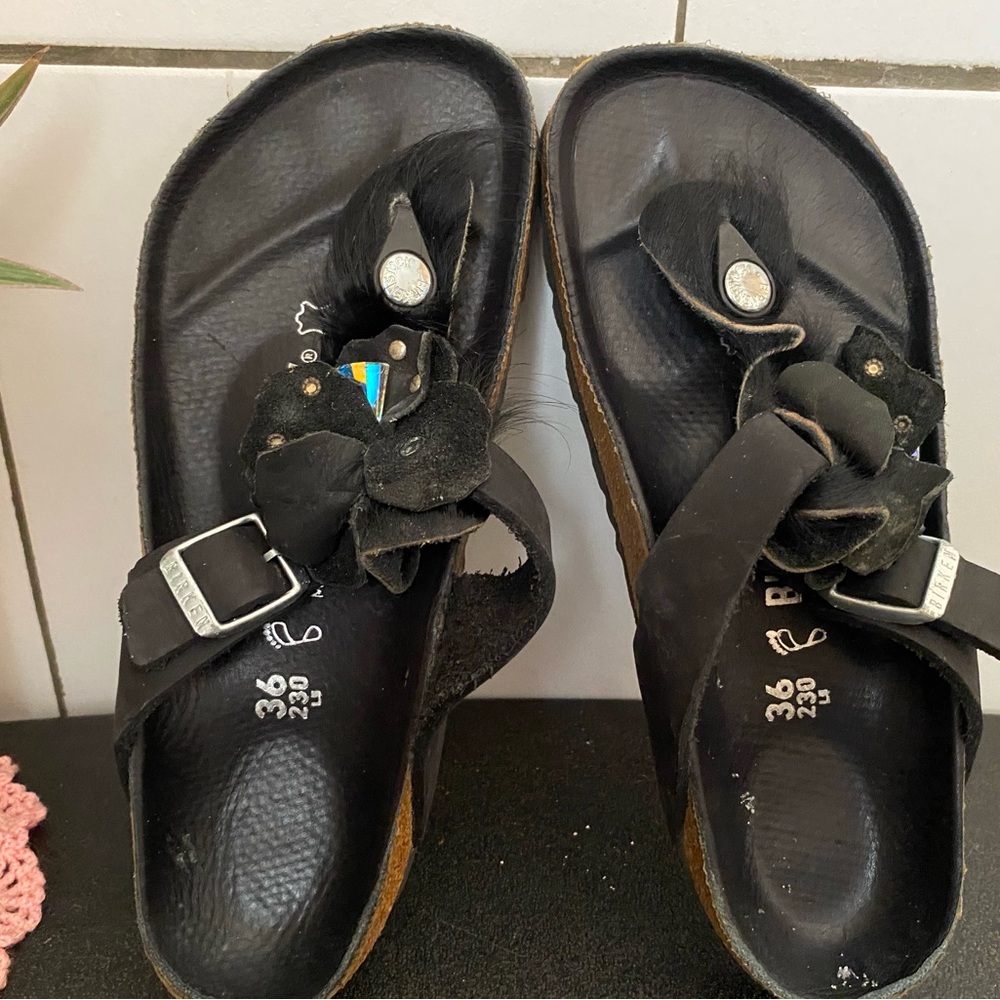 Pre-owned Birkenstock Gizeh Sandal In Black 36/5 Women’s